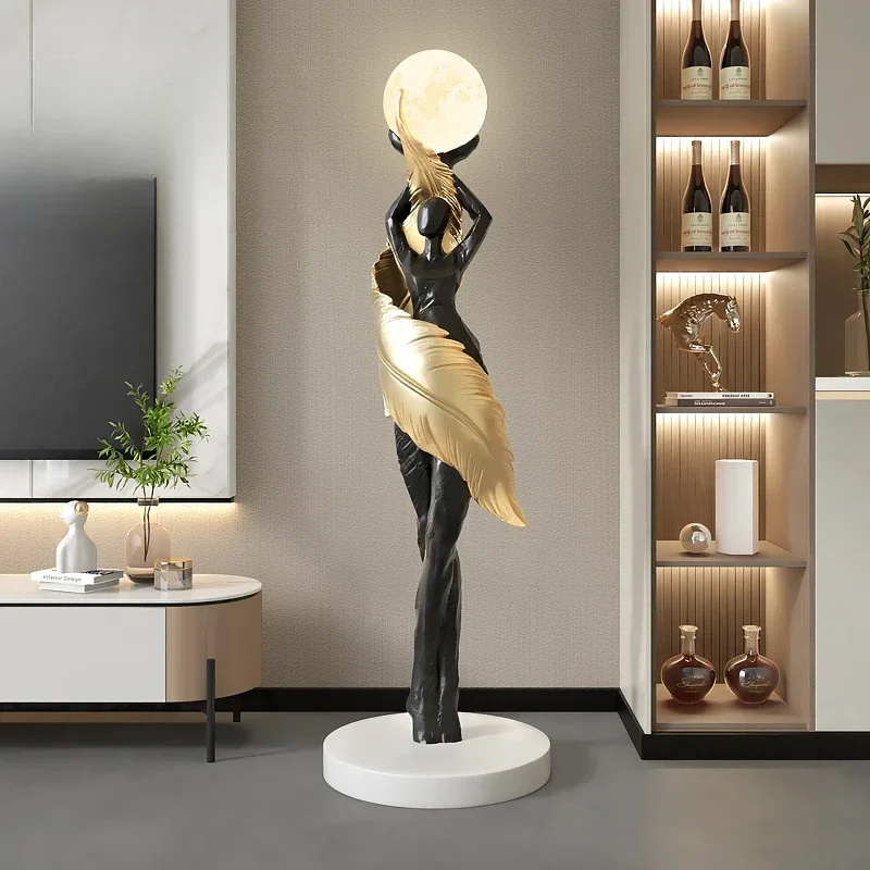 Resin Art Floor - Portable Modern Abstract Feather Girl Art