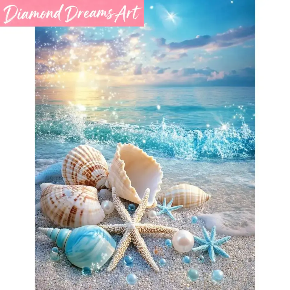 Resin Art Kit For Beginners - Frameless, Beach Shell Diamond Painting Kits