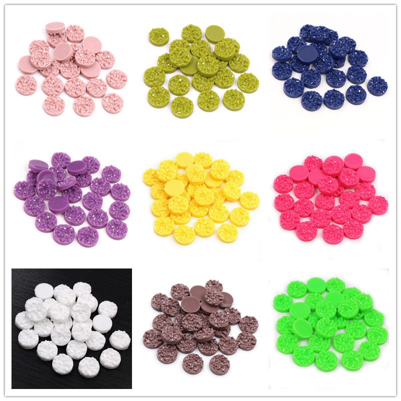 Resin Art Jewellery Kit - 40pcs Resin Druzy Cabochons Dome 8/10/12mm