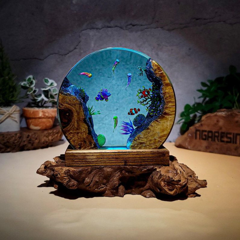 Resin Art Light - Ocean Aquarium Organism Resin Table Light