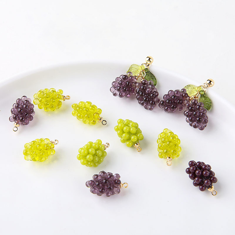 Resin Art Jewellery Kit - 6pcs Cute Little Grapes Resin Charms