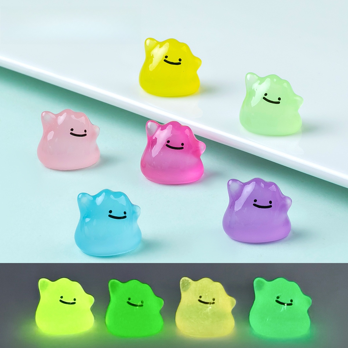 Resin Art Light - 6Pcs/Set Kawaii 1.5cm Luminous Cute Monster