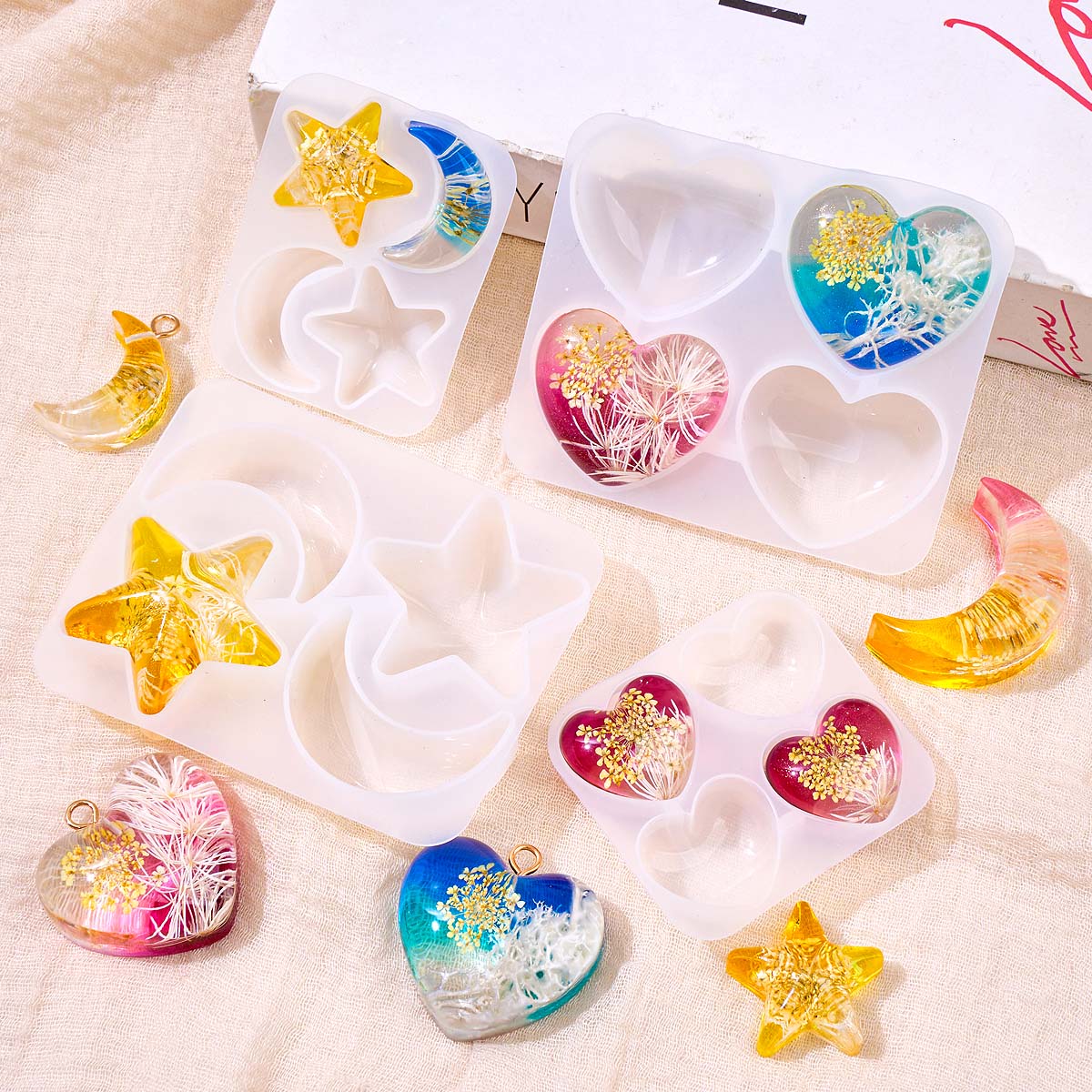 Heart Star Moon Pendant Silico - Resin Art Heart recension och pris