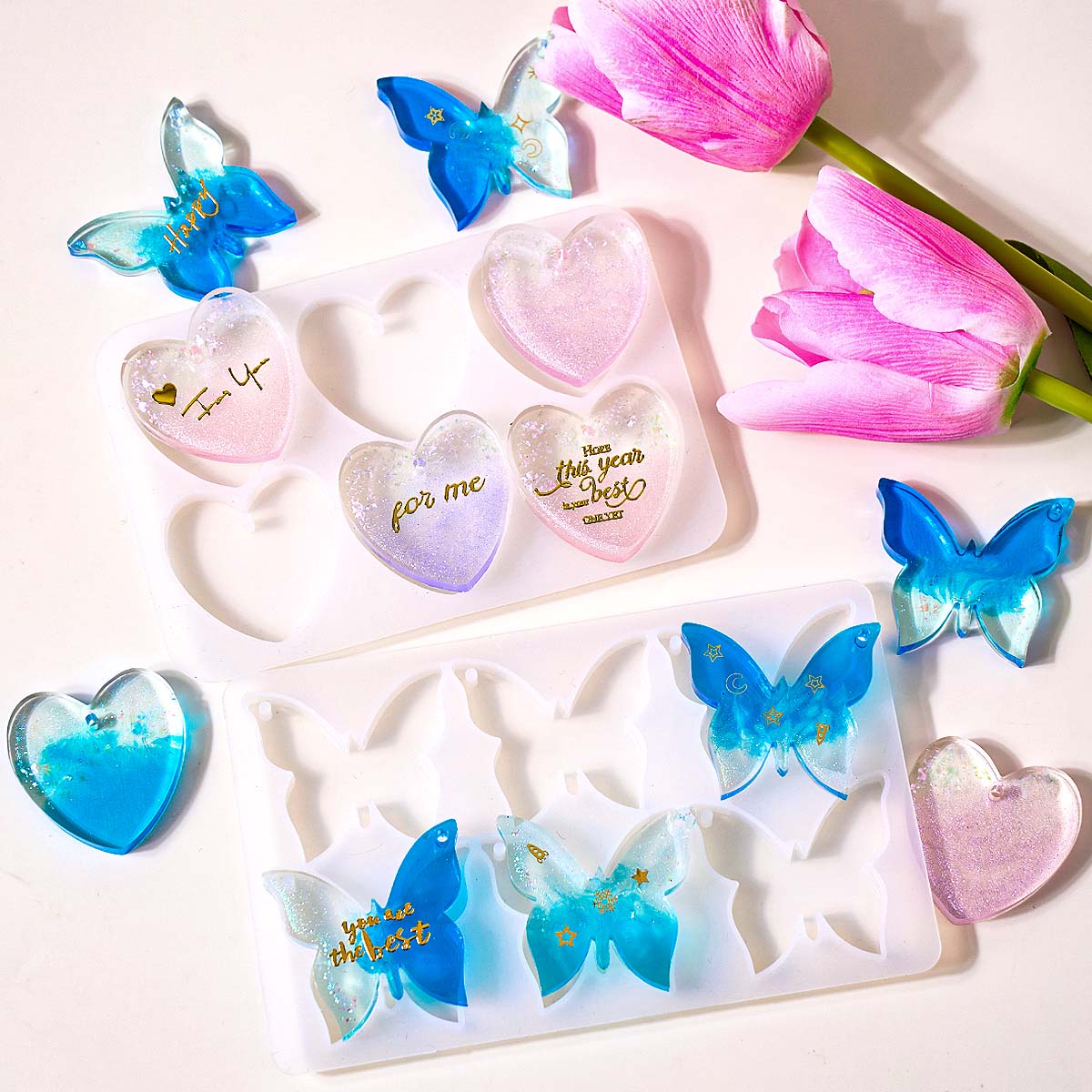 Six-hole with Holes Earring Si - Resin Art Heart recension och pris
