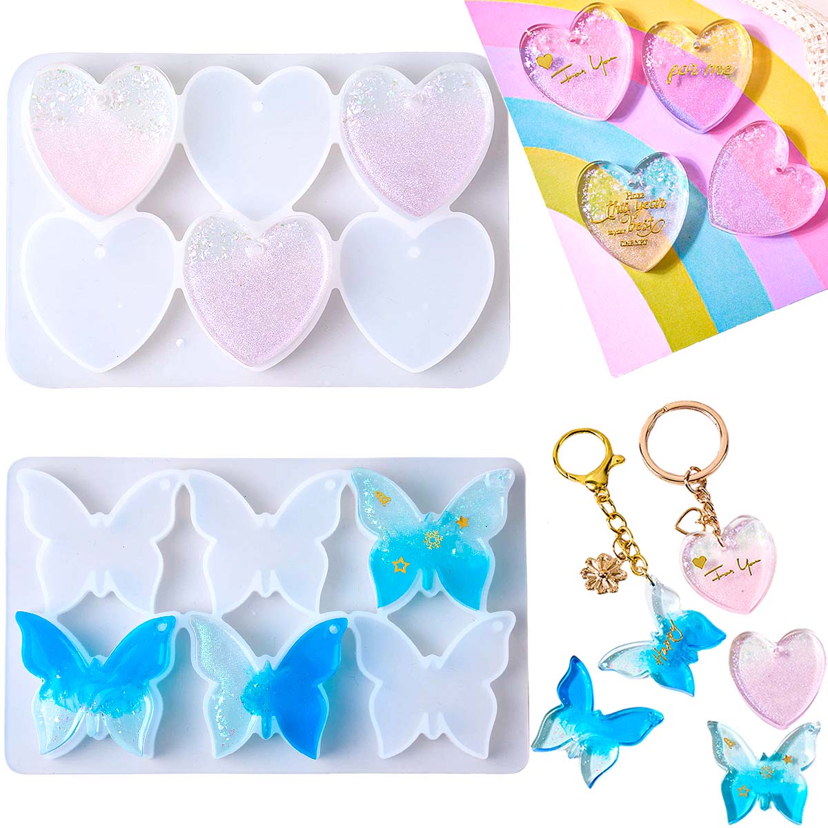 Six-hole with Holes Earring Si - Resin Art Heart recension och pris