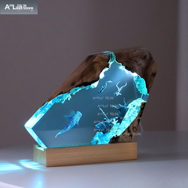 Wood Resin Night Light Ocean A - Resin Art Light recension och pris