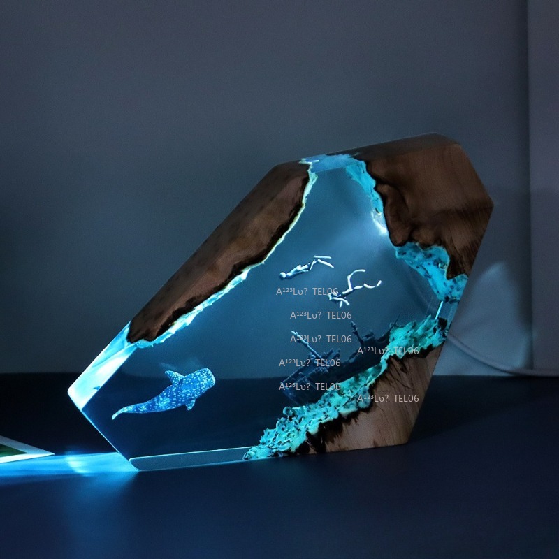 Wood Resin Night Light Ocean A - Resin Art Light recension och pris