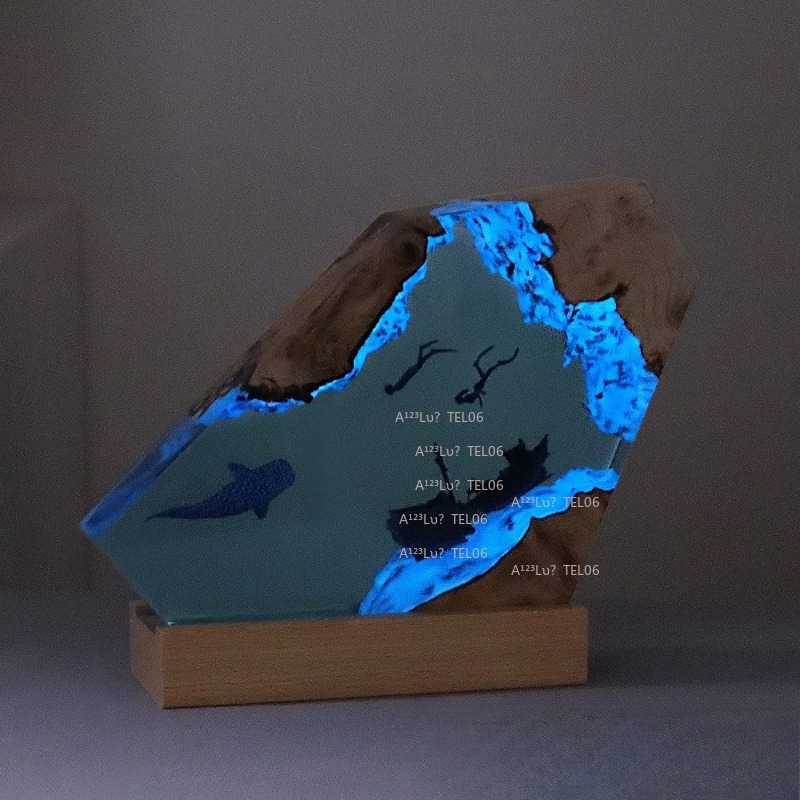 Wood Resin Night Light Ocean A - Resin Art Light recension och pris
