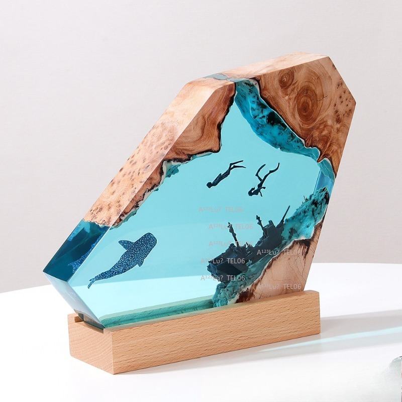 Wood Resin Night Light Ocean A - Resin Art Light recension och pris