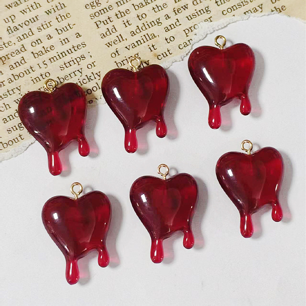 10pcs Drop Blood Heart-shaped  - Resin Art Heart recension och pris