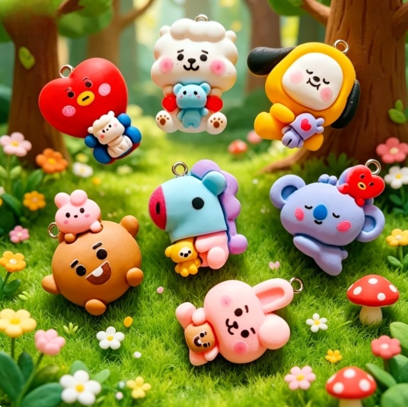 7pcs BT21 Resin Cartoon Charm  - Resin Art Jewellery Kit recension och pris