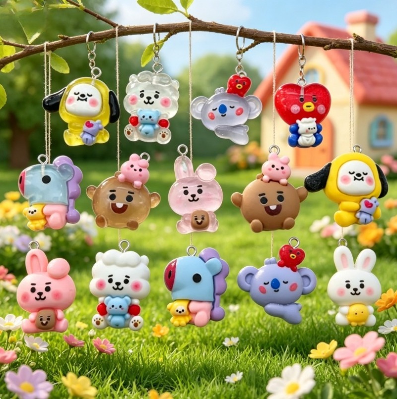7pcs BT21 Resin Cartoon Charm  - Resin Art Jewellery Kit recension och pris