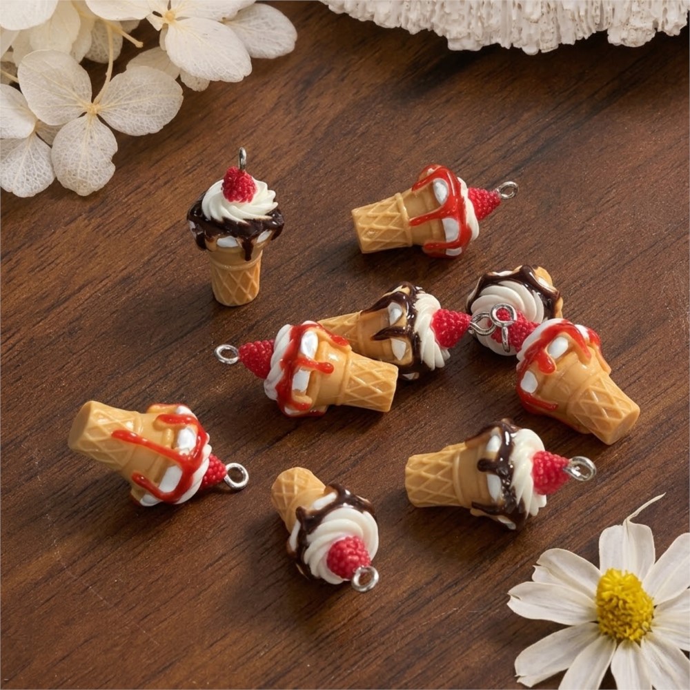 10Pcs Cute 3D Simulation Food  - Resin Art Pendant recension och pris